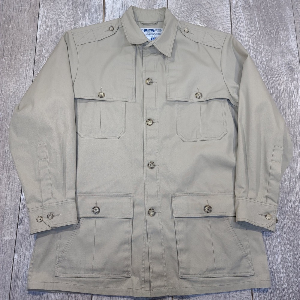 Tilley Endurables Safari Jacket Men Large Tan Khaki Field Coat Epaulettes Canada